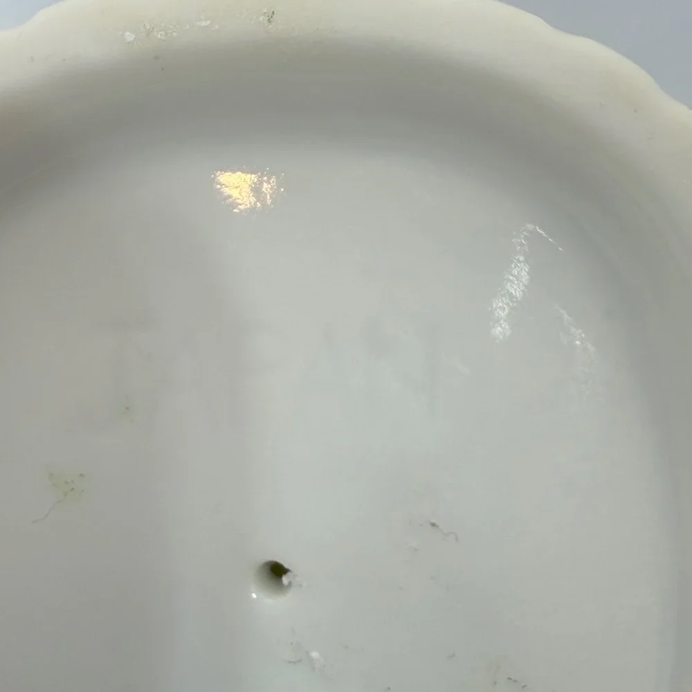 Vintage Made in Japan Porcelain Toothbrush Holder Blue Floral Gold Trim 4 Slot